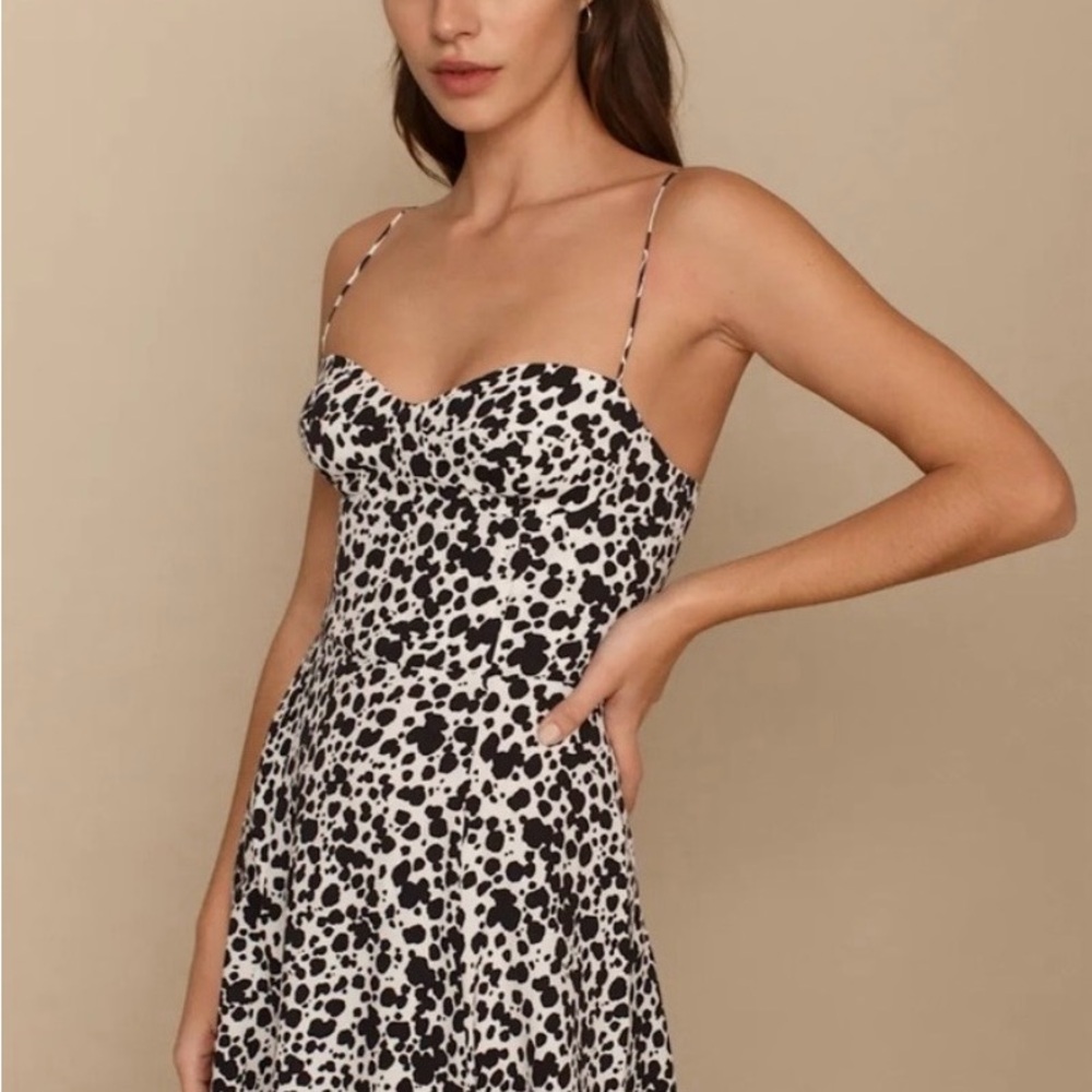 Reformation Black and White Patterned Saskia Dress